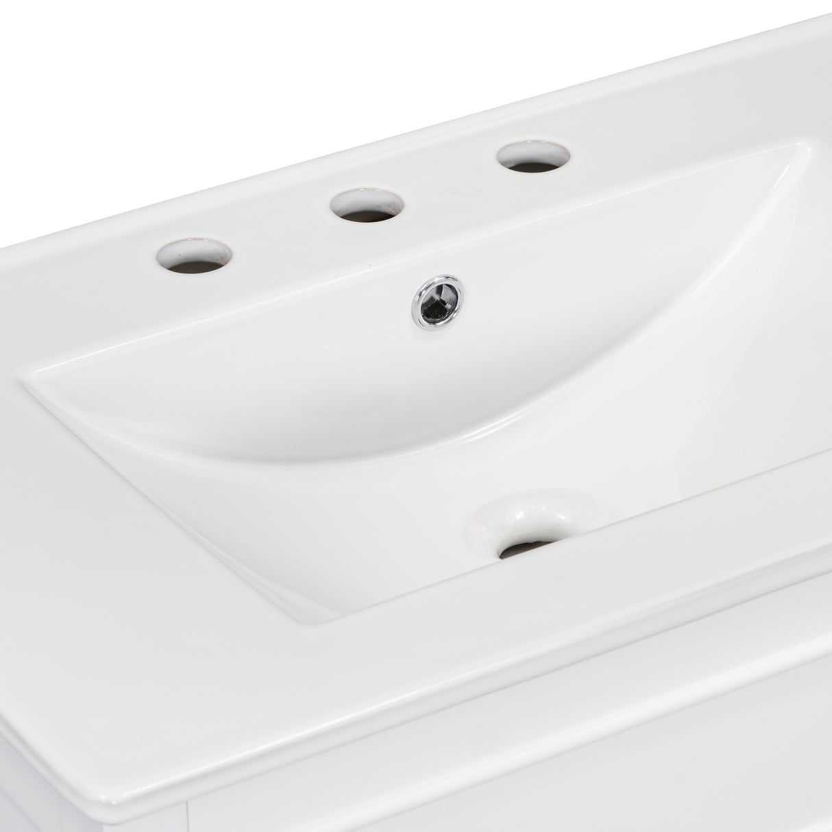 30" Bathroom Vanity with Sink Top, Bathroom Vanity Cabinet with Door and Two Drawers, Solid Wood Frame, One Package, White - V.I.P Digital Presence