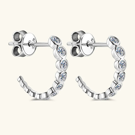 Inlaid Moissanite 925 Sterling Silver C-Hoop Earrings - V.I.P Digital Presence