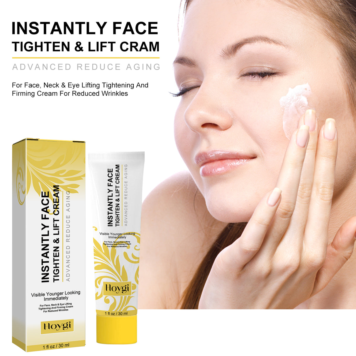 Crema reafirmante facial, aclara líneas finas y arrugas, reafirma y suaviza la piel, crema antiedad hidratante e iluminadora.