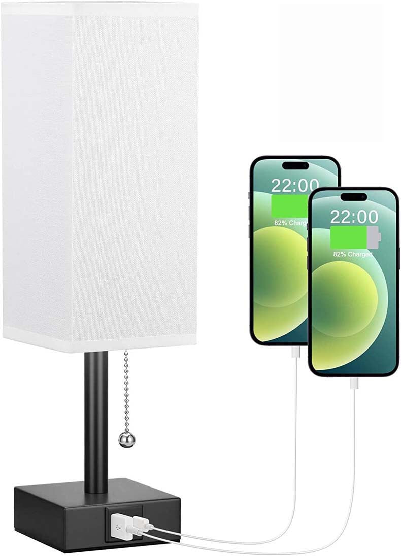 Linen 90 square desk lamp zipper switch three color temperature variable light A+C USB charging - V.I.P Digital Presence