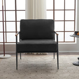 Leisure Lounge Chair Arm Chair with Metal Frame, Upholstered Side Chair Comfy Sitting Chair for Living Room, Black Chenille - V.I.P Digital Presence