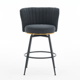 A set of 2 gray rotating bar stools - high backrest, adjustable, with elegant metal backrest decoration - V.I.P Digital Presence