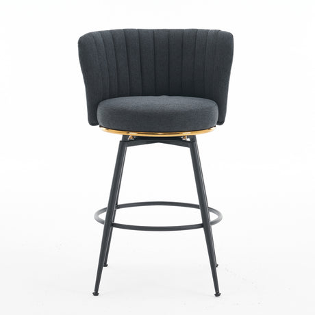 A set of 2 gray rotating bar stools - high backrest, adjustable, with elegant metal backrest decoration - V.I.P Digital Presence