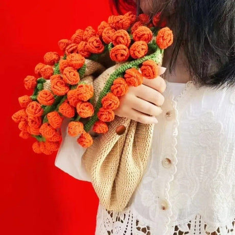 60cm New Creative Rose Bouquet Blanket (Finished), Crocheted Flower Bouquet Gift for Girlfriend - V.I.P Digital Presence