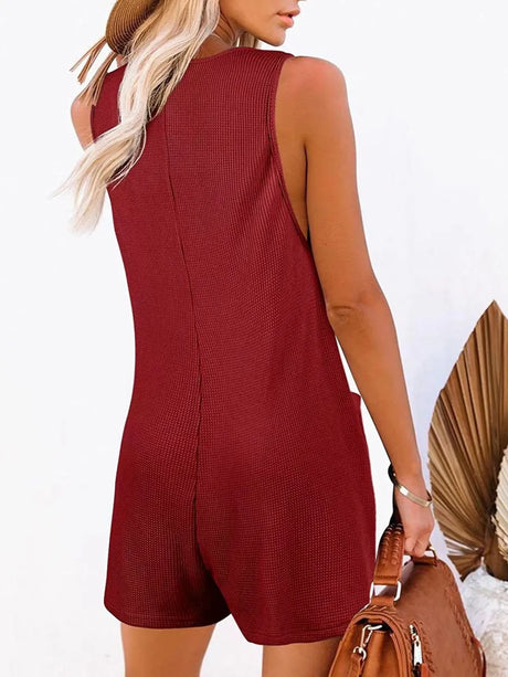 Pocketed Scoop Neck Sleeveless Romper - V.I.P Digital Presence