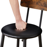 Round bar stool set with shelf upholstered stool with backrest Rustic Brown 23.62'' W x 23.62'' D x 35.43'' H - V.I.P Digital Presence