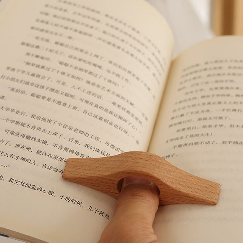 Solid wood book press reading and page pressing finger ring single handed wooden bookmark beech wood book pressing finger buckle - V.I.P Digital Presence