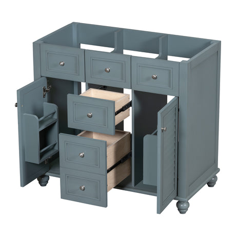 36 "No sink, with 2 drawers and soft closing door, independent makeup rack, bathroom cabinet, blue (excluding sink) - V.I.P Digital Presence