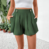 High waisted shorts with wide legs summer casual shorts with pockets for women - V.I.P Digital Presence