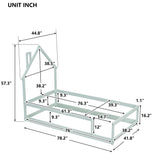 Twin Size Wood bed with House-shaped Headboard Floor bed with Fences,Light Green - V.I.P Digital Presence
