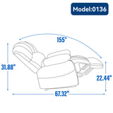 Large Manual Recliner Chair in Fabric for Living Room, Beige - V.I.P Digital Presence