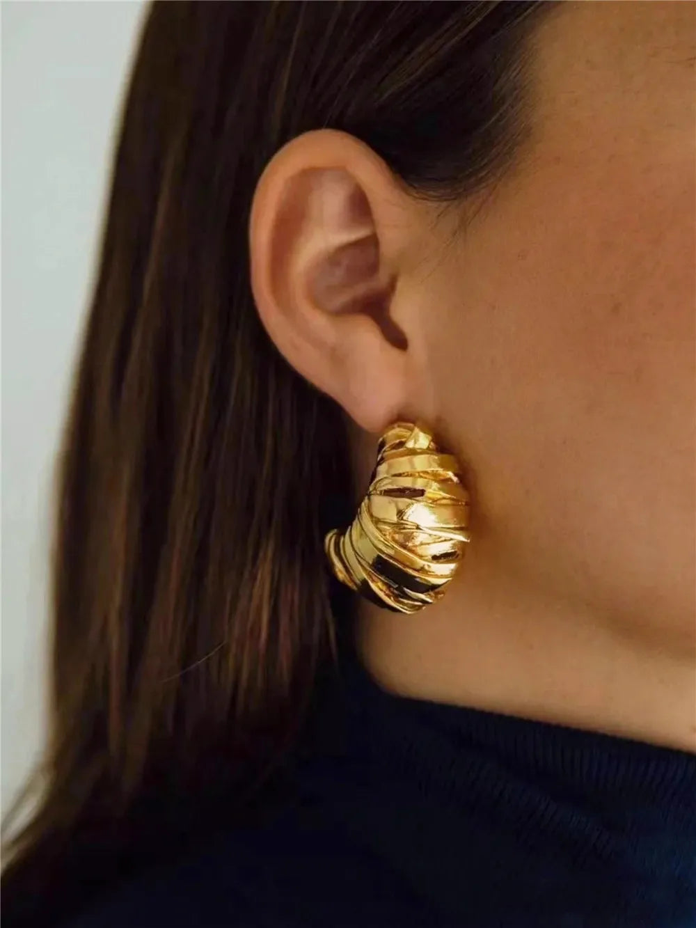 Retro Metal Stud Earrings Geometric Irregular for Women Brass Jewelry Light Luxury Europe And America - V.I.P Digital Presence