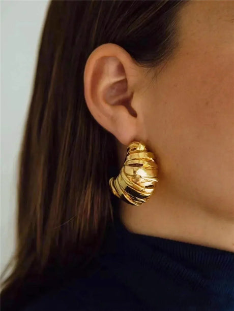 Retro Metal Stud Earrings Geometric Irregular for Women Brass Jewelry Light Luxury Europe And America - V.I.P Digital Presence
