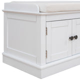 TREXM storage table with 4 adjustable doors and shelves, detachable padded shoe stand (white) - V.I.P Digital Presence