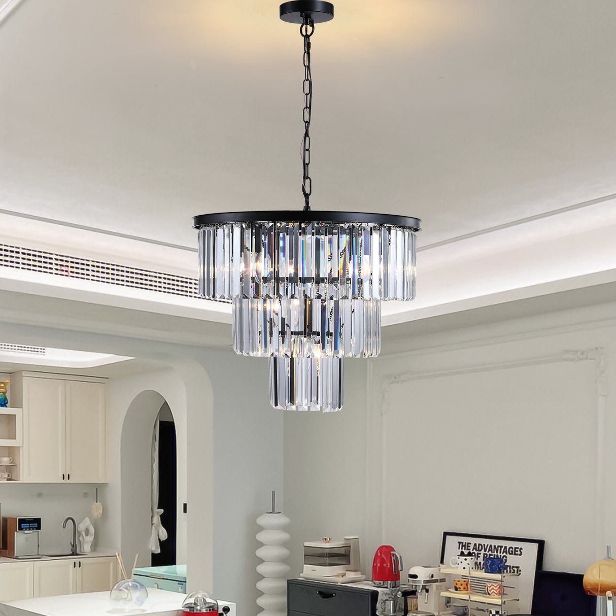 Black Luxury Crystal Chandelier Modern Chandeliers Lights Fixture Hanging Pendant Light Fixture for Dining Room Bedroom - V.I.P Digital Presence