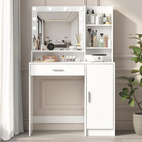 Makeup Vanity Desk with Mirror & Light - V.I.P Digital Presence