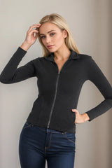 Pocketed Turtleneck Zip Up Denim Top - V.I.P Digital Presence
