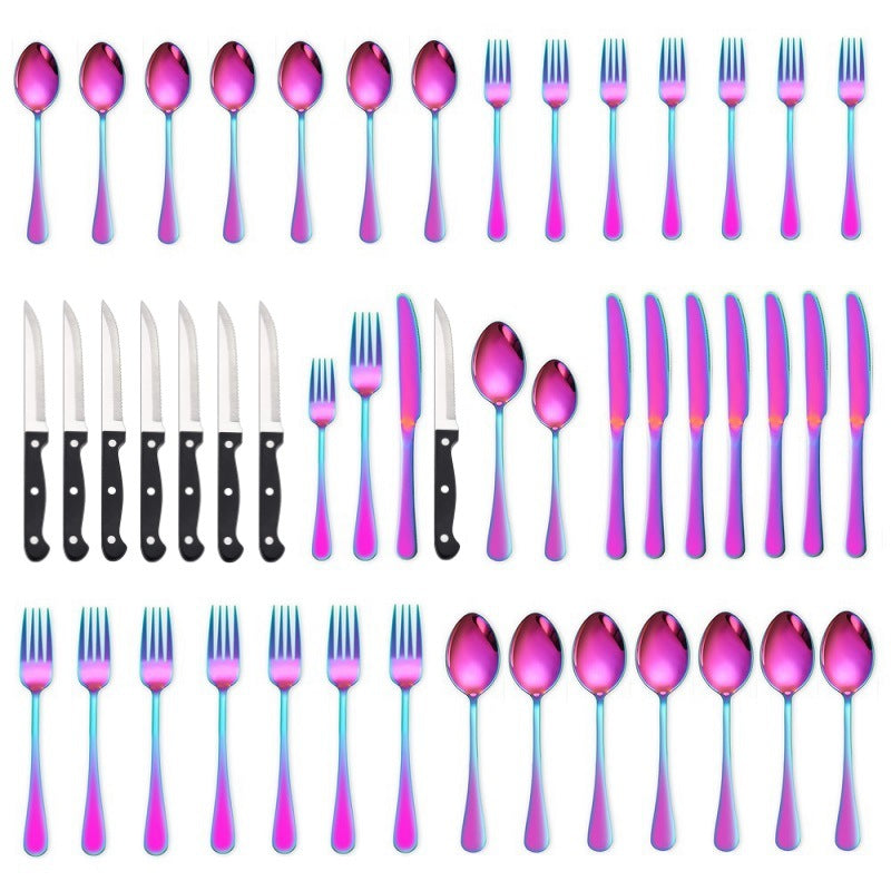 Stainless Steel Cutlery 48 Pcs Set Western Steak Knife Dinner Knife Main Dish Spoon Fork Dessert Spoon Set - V.I.P Digital Presence