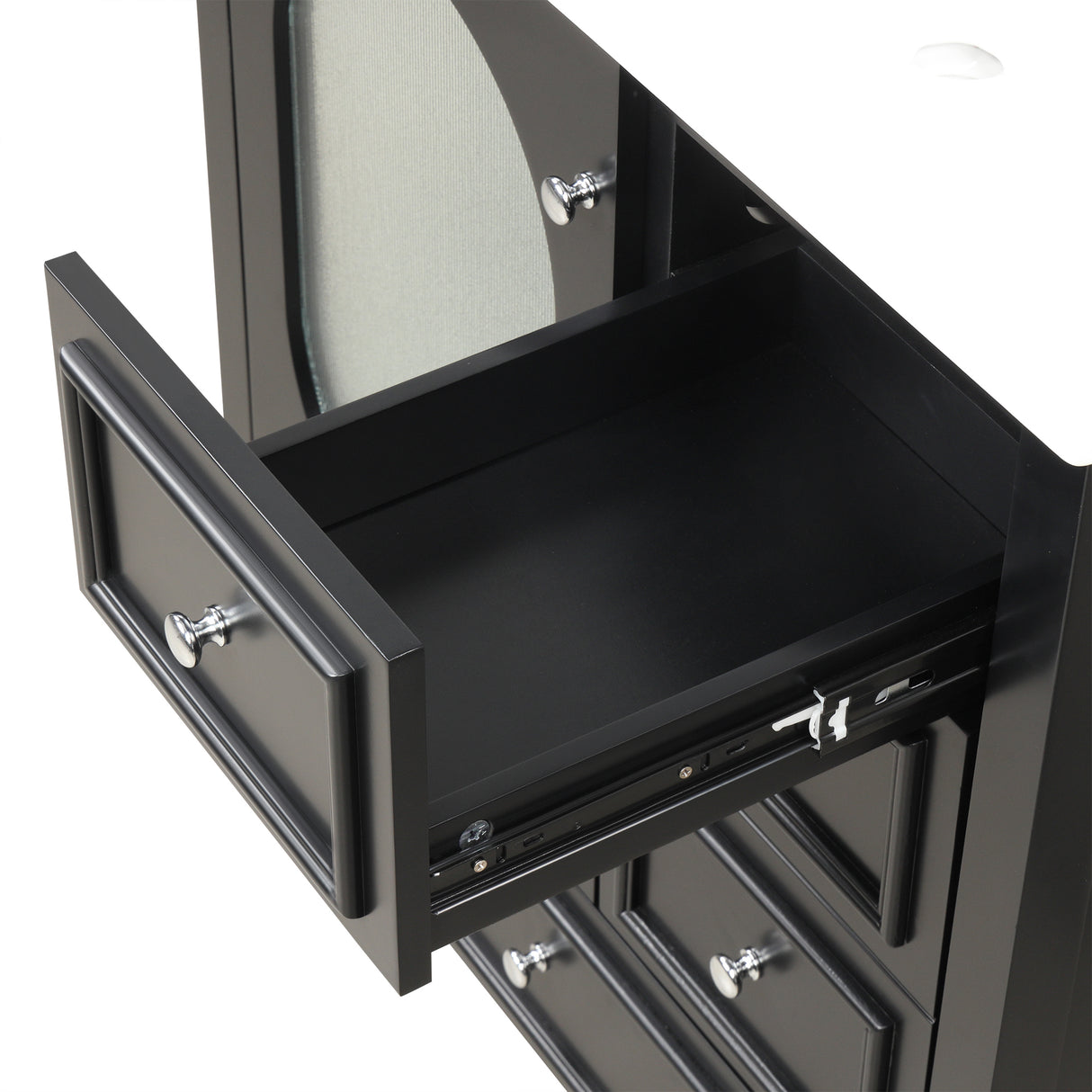 30" Bathroom Vanity with Sink, Bathroom Vanity Cabinet with Three Drawers and Door, Solid Wood and MDF, Black - V.I.P Digital Presence