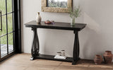 48-Inch Rustic Vintage Console Table --- Farmhouse Style Entryway Table with Open Shelf and Sturdy Construction (Black) - V.I.P Digital Presence