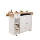 44 Inch Kitchen Island Cart with Solid Wood Top, Wine Storage, Spice Rack, Towel Rack, Wine Glass Holder White & Oak - V.I.P Digital Presence