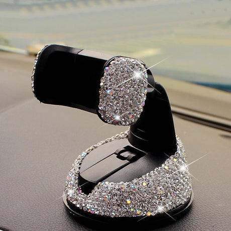 3 in 1 360 Degree Car Phone Holder for Car Dashboard Auto Windows and Air Vent with DIY Crystal Diamond Type for BMW for Toyota - V.I.P Digital Presence