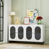 Modern Accent Sideboard Cabinet with Acrylic Doors, Freestanding Storage Cupboard Console Table for Kitchen Dining White - V.I.P Digital Presence