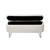 Ivory White Storage Ottoman Bench for End of Bed Gold Legs - V.I.P Digital Presence