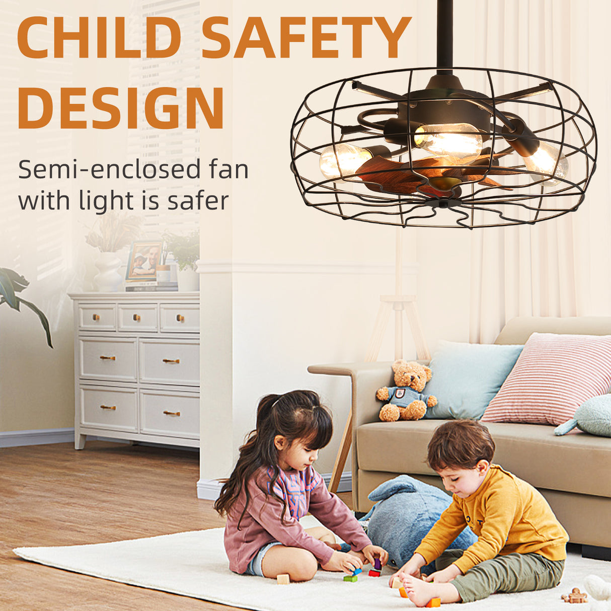 19inch Cage Retro Reiling Fan with Lights - V.I.P Digital Presence