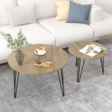 27.56'' Round Nesting Coffee Table Set of 2, Circular Nesting End Table Set  Sturdy Metal Base for Living Room, bedroom, Brown - V.I.P Digital Presence