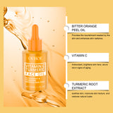 Aceite iluminador de cúrcuma y vitamina C, aceite esencial hidratante facial con vitamina C que hidrata, ilumina y nutre la piel.