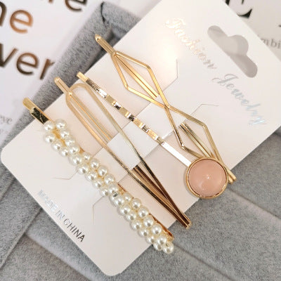 4PCS Korea Fashion Metal Hairpins Imitiation Pearl Colorful Beads Hair Clips for Women Irregular Geometric Hair Accessories - V.I.P Digital Presence