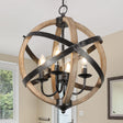 Farmhouse Chandelier Light Fixtures 4-Light Dining Room Light Fixtures Height Adjustable Rustic Wood Light - V.I.P Digital Presence