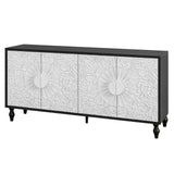Vintage White Large Faceted Carved And Spliced Doors Combined With Black Frames For TV Stand Table,Sideboards, Accent Cabinets - V.I.P Digital Presence