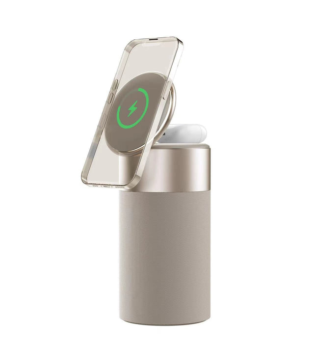 Magnetic wireless charging with Bluetooth speaker, adjustable night light, rechargeable headphones - V.I.P Digital Presence