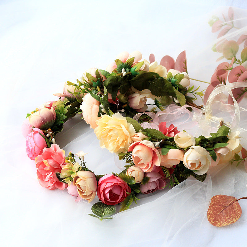 Wreath, European and American fashion, women's simulated flower hair accessories, Hawaiian wedding photography, headwear, headwear for women - V.I.P Digital Presence