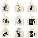 Cat Kitchen Aprons For Women Cotton Linen Bibs Household Cleaning Pinafore Home Cooking Apron kids kitchen barber - V.I.P Digital Presence