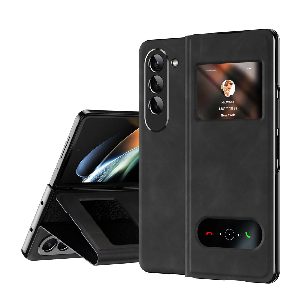 Suitable for Samsung Fold6 phone case folding FOLD5 protective case pure pigment leather 5G business full package anti drop leather case - V.I.P Digital Presence