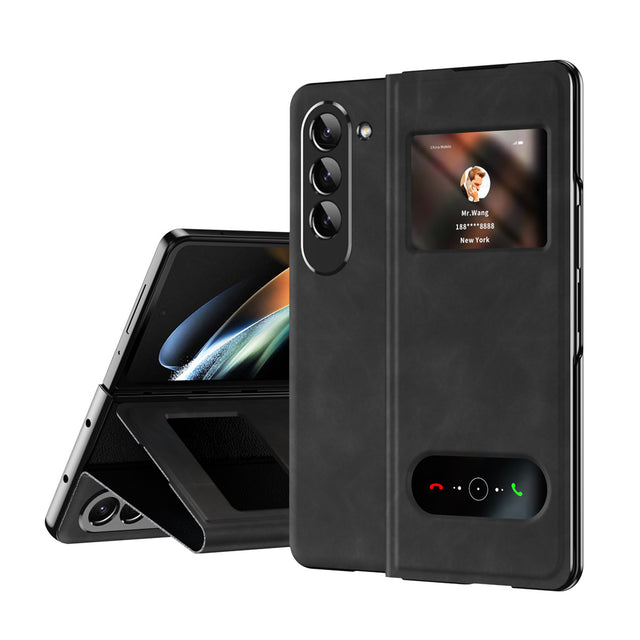 Suitable for Samsung Fold6 phone case folding FOLD5 protective case pure pigment leather 5G business full package anti drop leather case - V.I.P Digital Presence