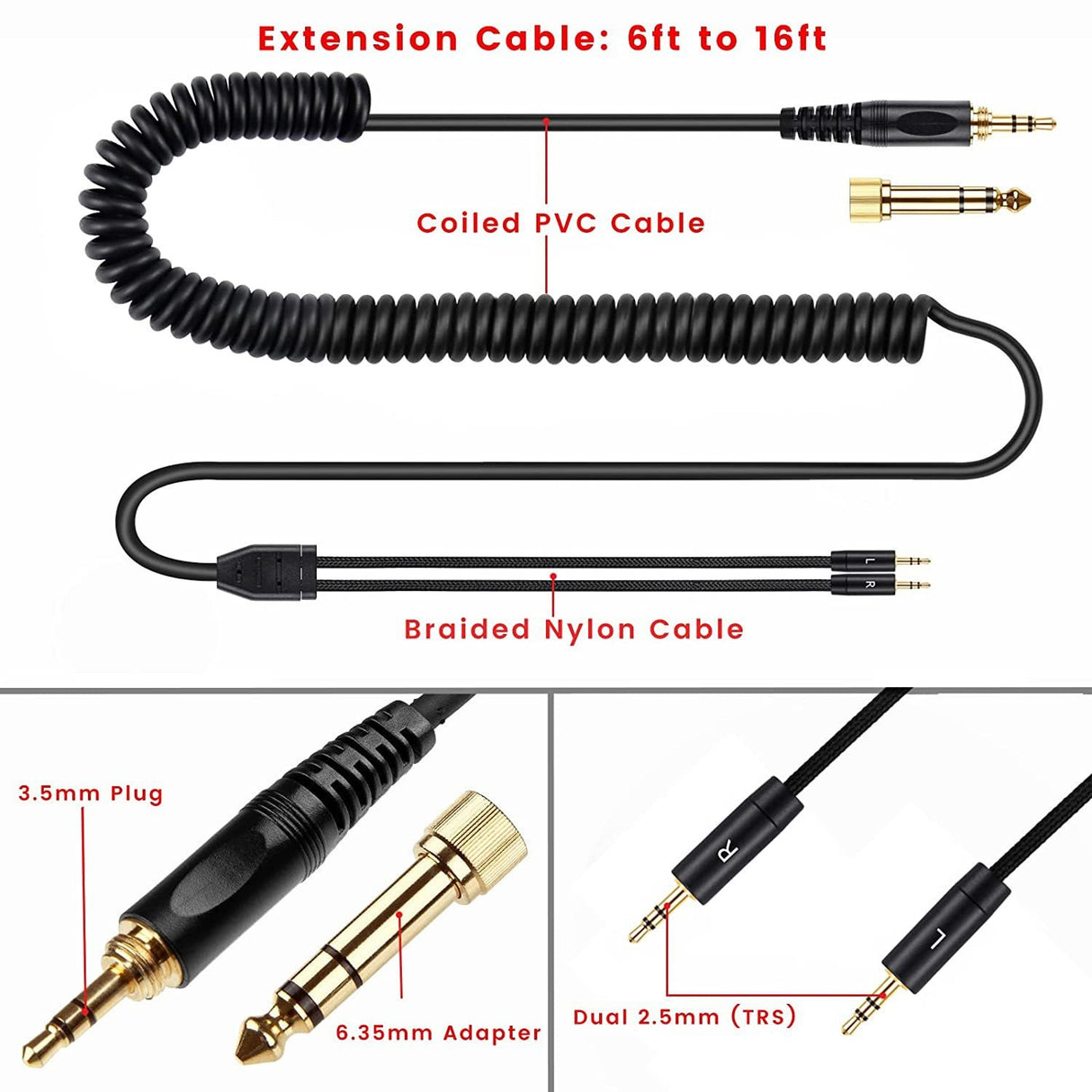Suitable for HIFIMAN HE400i and He560 dual 2.5mm plug earphones with spring earphone cable upgrade cable - V.I.P Digital Presence