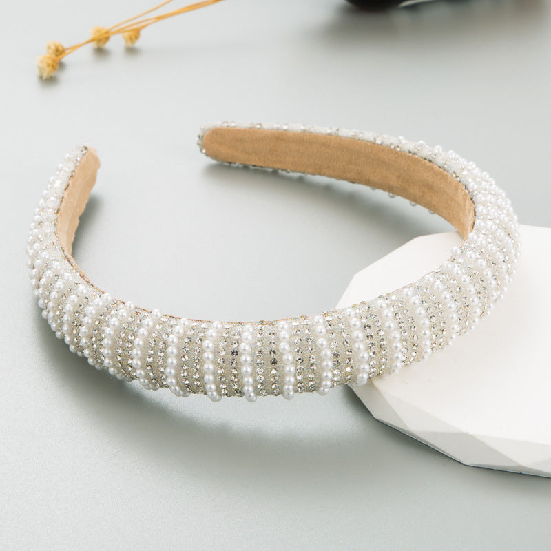 New Full Diamond Headband Pearl Rhinestone Fashion Headband Versatile Hair Accessories For Going Out - V.I.P Digital Presence