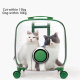 Rolling Pet Travel Trolley with Wheel, Transparent Capsule, Pink, Green, Puppies, Dogs, Cat Carriers Bag, 5-20Kg - V.I.P Digital Presence