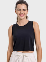 Drawstring Cutout Round Neck Active Tank - V.I.P Digital Presence