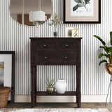TREXM Narrow Console Desk, Ultra Thin Sofa Table with Three Storage Drawers and Living Room Bottom Shelves (Espresso) - V.I.P Digital Presence