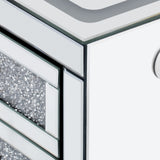 U-Can 15.7 "W silver rectangular mirror coffee table with wireless and USB charging function, LED lights, crystal style handle - V.I.P Digital Presence