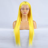 Hand Groove 13*2.5 Chemical Fiber Front Lace Yellow Long Bangs Wig Headgear Natural Hairline - V.I.P Digital Presence