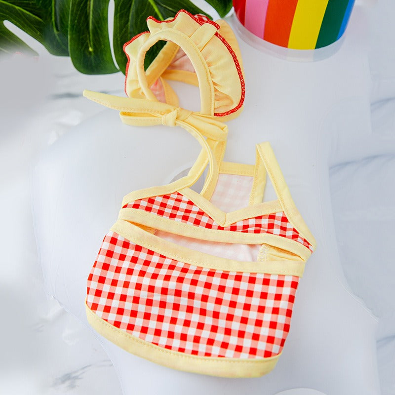 Pet swimsuit cat shapewear with swimming cap one piece suspender bikini dog vest swimsuit - V.I.P Digital Presence
