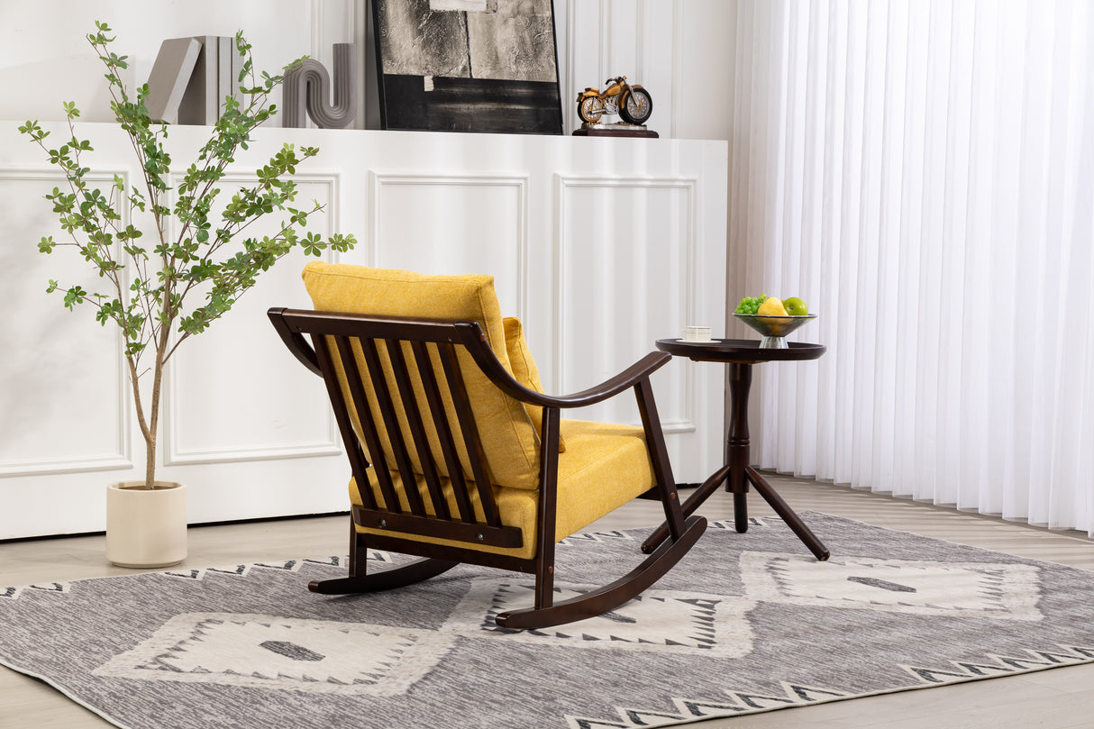 woven fabric Mid Century Modern Accent Chairs Comfy Upholstered Glider Arm Chair with Solid Wood for Living Room Bedroom Balcony - V.I.P Digital Presence