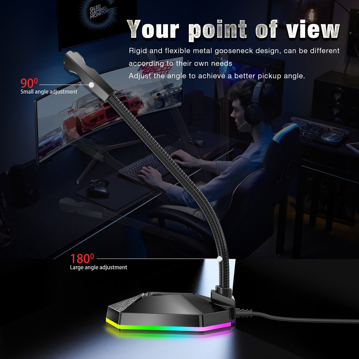 New microphone RGB luminous bendable USB microphone no drive voice chat video conference microphone - V.I.P Digital Presence