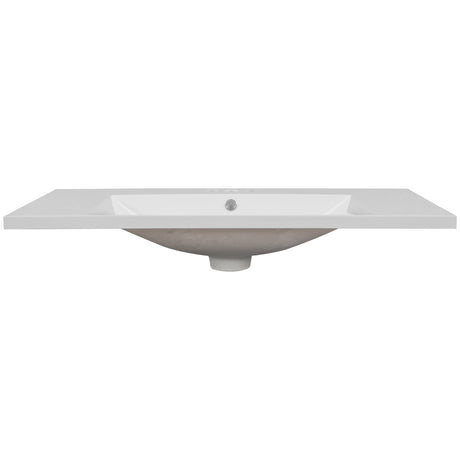 36" Single Bathroom Vanity Top with White Basin, 3-Faucet Holes, Ceramic, White - V.I.P Digital Presence
